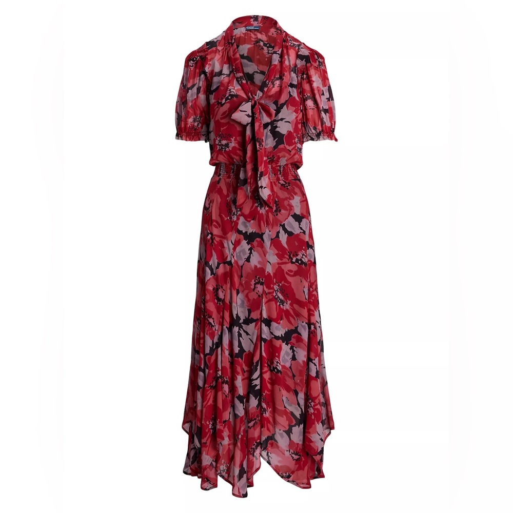 POLO RALPH LAUREN Floral Georgette Dress Women's XS Black/Multicolor